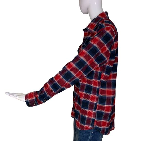 Vans Unisex Collared Long Sleeve Button Down Plaid Red and Blue Shirt Size - Picture 7 of 12